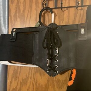 Black Lace-Up Corset Belt